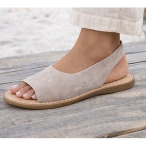 Born Inlet Suede Slingback Sandals Beige Leather Artisan Boho Flats Women's 11